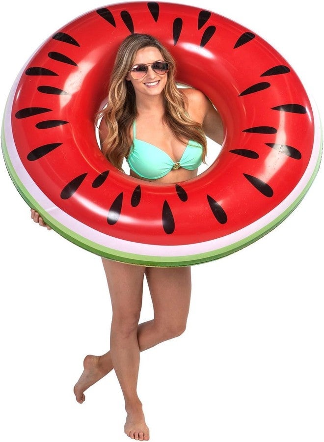 SHOPLUV Watermelon Pool Floats for Kids Adults Inflatable Swim Rings Swimming Pool Float Tube Round Shaped Swimming Tube Water Fun Beach Pool Toys for Summer Party - Image 2